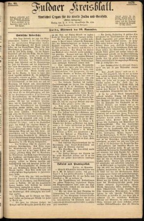 Ausgabe vom Mittwoch, den 26. November 1879.