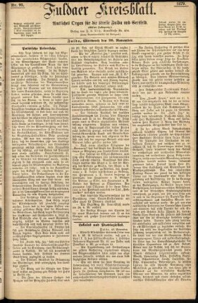 Ausgabe vom Mittwoch, den 26. November 1879.