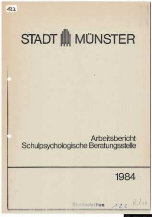 Arbeitsbericht Schulpsychologische Beratungsstelle 1984