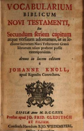 Vocabularium Biblicum Novi Testamenti