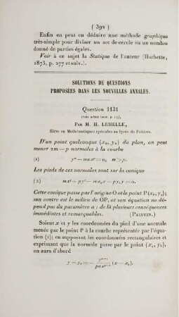 Solution de questions proposées dans les nouvelles annales.