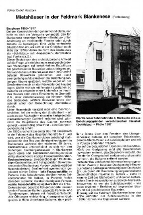 Mietshäuser in der Feldmark Blankenese : (Fortsetzung)