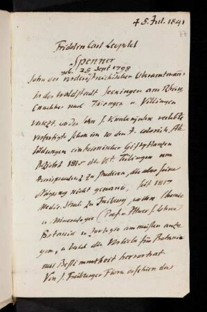77r-78v, Fridolin Carl Leopold Spenner, gest. 5. Jul. 1841