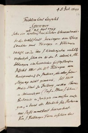 77r-78v, Fridolin Carl Leopold Spenner, gest. 5. Jul. 1841