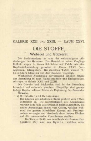 Die Stoffe, Weberei und Stickerei