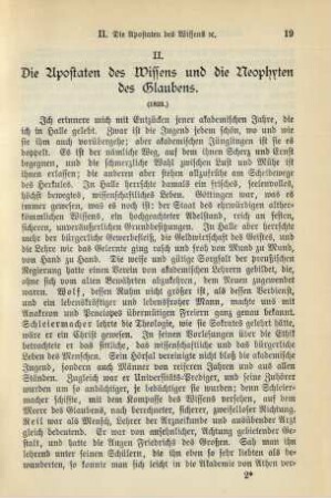 II. Die Apostaten des Wissens und die Neophyten des Glaubens. (1823.)