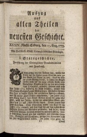 XXXIV. Nachl. Coburg, den 23. Aug. 1755.