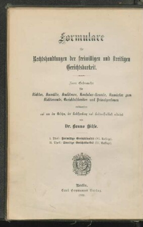 Theil 2: Formulare für Rechtshandlungen der streitigen Gerichtsbarkeit