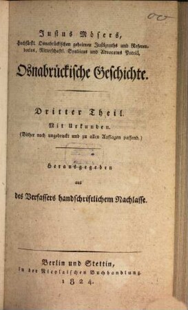 Justus Mösers sämmtliche Werke, Siebenter Band. Osnabrückische Geschichte