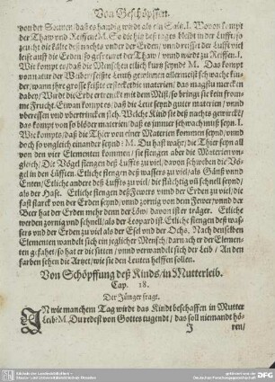 Von Schöpffung deß Kinds/in Mutterleib. Cap. 18.