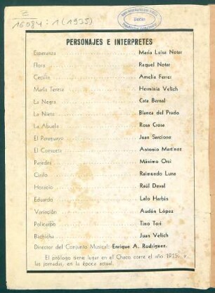 Personajes e intérpretes