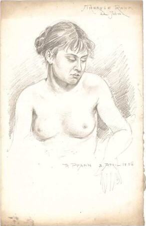 Pfann, Paul; Zeichnungen, Aquarelle, Skizzen - Frauenakt, "Therese Rahm" (Ansicht)