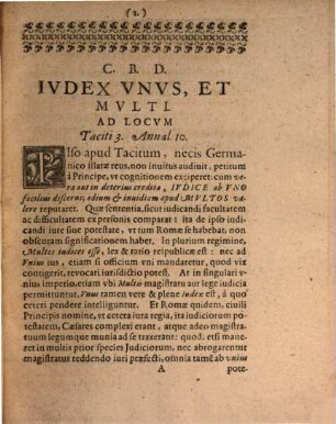 Ivdex Vnus Et Multi : Dissertatio ad locum Taciti 3 Annal. 10