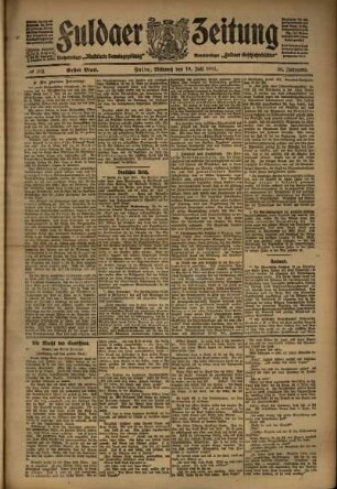 Erste Ausgabe vom Mittwoch, den 19. Juli 1911.
