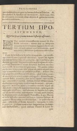 Tertium Prolegomenon.