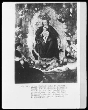 Mondsichelmadonna, vor ihr als Stifter kniend Kardinal Albrecht von Brandenburg