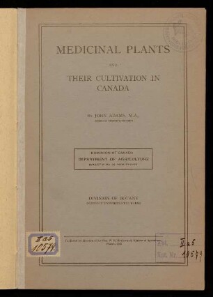 Medicinal plants and their cultivation in Canada