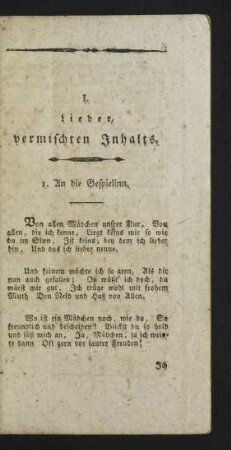 I. Lieder, vermischten Inhalts