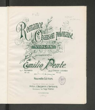 Chanson polonaise : pour violon avec accomp. de piano ; op. 2