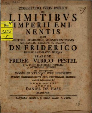 Diss. iur. publ. de limitibus imperii eminentis