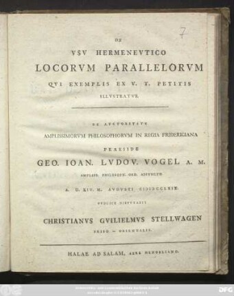 De Vsv Hermenevtico Locorvm Parallelorvm Qvi Exemplis Ex V. T. Petitis Illvstratvr