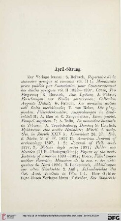 April - Sitzung