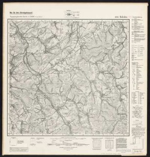 Messtischblatt 4715 = [2727] : Eslohe (Sauerland),1942 : Messtischblatt 4715 = [2727] : Eslohe. - Aufn. 1894, hrsg. 1896, letzte Nachtr. 1927, Ausg. 1942. - [Berlin] : Reichsamt für Landesaufnahme, 1942. - 1 Kt. : einfarbig. - Mit Zeichenerkl., Höhenlinien u. Höhenang. - Mit politischen Grenzen
