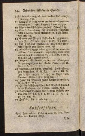 344-368, Kupferstiche. In Folio. In Qvarto. In Octavo. In Qvarto. In Octavo. In Dvodecimo.