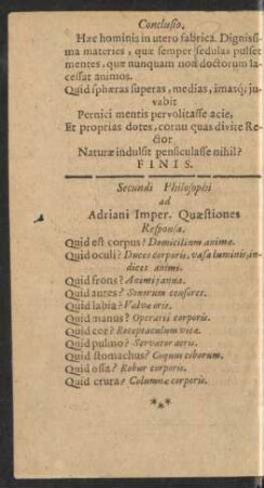Secundi Philosophi ad Adriani Imper. Quaestiones