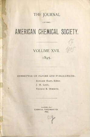 Journal of the American Chemical Society : JACS. 17. 1895