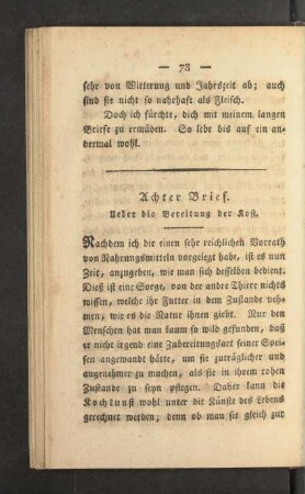 Achter Brief. Ueber die Bereitung der Kost.