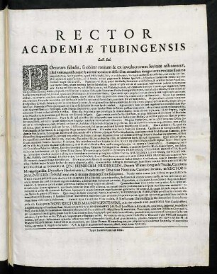Rector Academiae Tubingensis Lect. Sal.