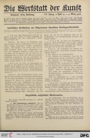 Juristisches Briefkasten der Allgemeinen Deutschen Kunstgenossenschaft