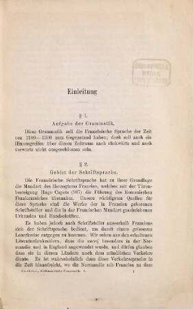 Altfranzösische Grammatik, I,1