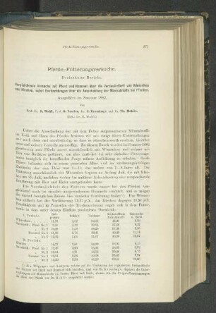 Pferde-Fütterungsversuche. Dreizehnter Bericht