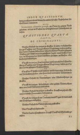 Questiones Quartae Partis, De Criminalibus.