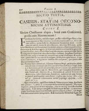 Sectio Tertia, De Casibus, Statum Oeconomicum Attinentibus.