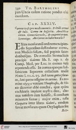 Cap. XXXIV. Cornea officinarum & sacrorum instrumenta