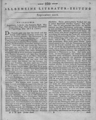 Heigl, G. A.: Die Plotinische Physik. Landshut: Krüll 1815