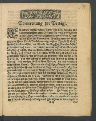Vorbereitung zur Predigt.