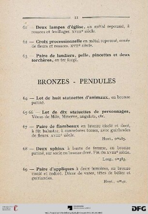 Bronzes – Pendules (Nr. 64-76)