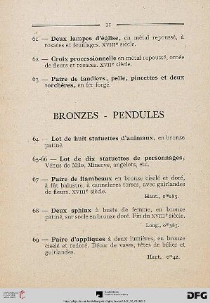 Bronzes – Pendules (Nr. 64-76)