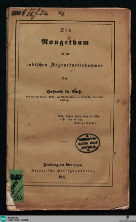 Das Rongethum in der badischen Abgeordnetenkammer