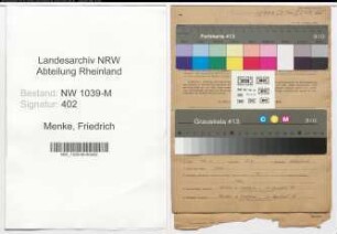 Entnazifizierung Friedrich Menke , geb. 15.03.1907 (Lehrer)