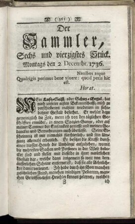 Sechs und vierzigstes Stück. Montags den 2. Decembr. 1736.