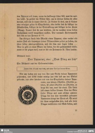 Abschnitt drei: Der Apparat, oder: "Das Ding an sich"