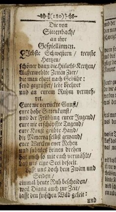 Die von Sittenbach an ihre Gespiellinnen