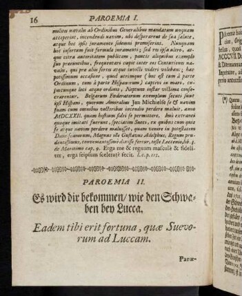 16-21 Paroemia II, Es wird dir bekommen/ wie den Schwaben bey Lucca