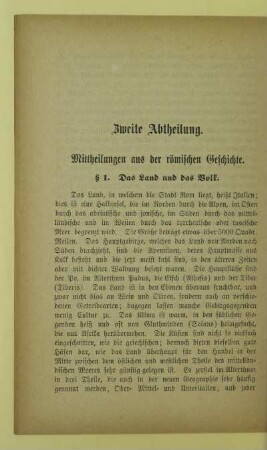 Zweite Abtheilung. Mittheilungen aus der römischen Geschichte