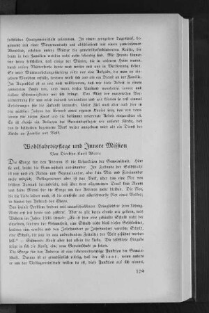 Wohlfahrtspflege und Innere Mission